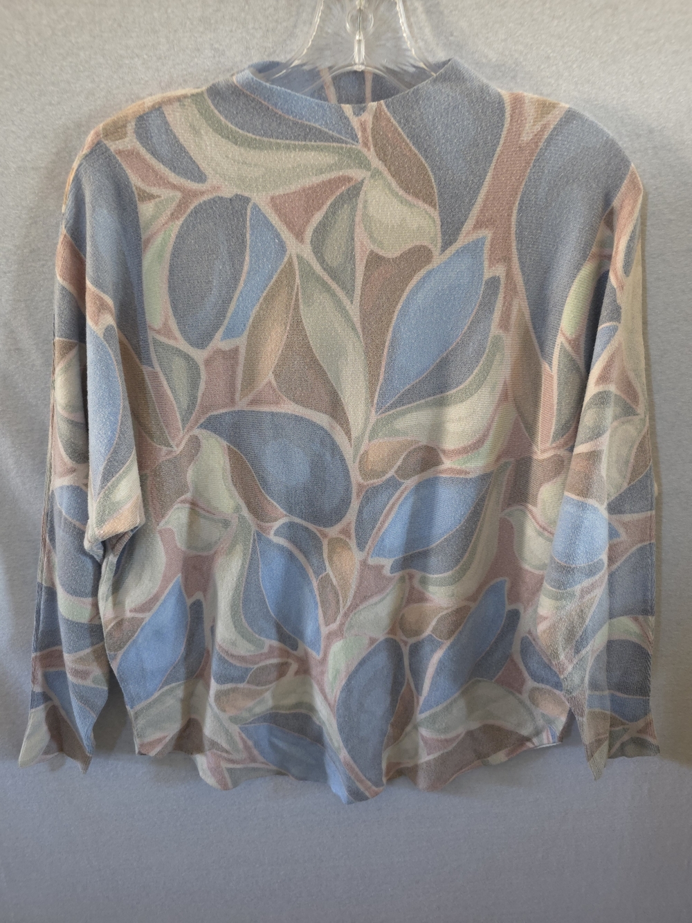 Sioni Pastel Leaf-Print Crewneck Sweater - Blue, Pink, Cream, Tan